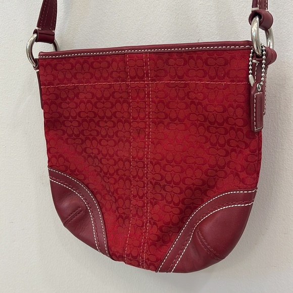 Red Coach Cross Body Purse - leather strap and accents - Picture 2 of 7